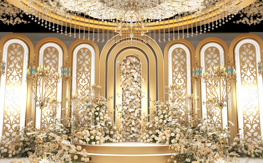 邵东香槟色调婚礼堂效果展示